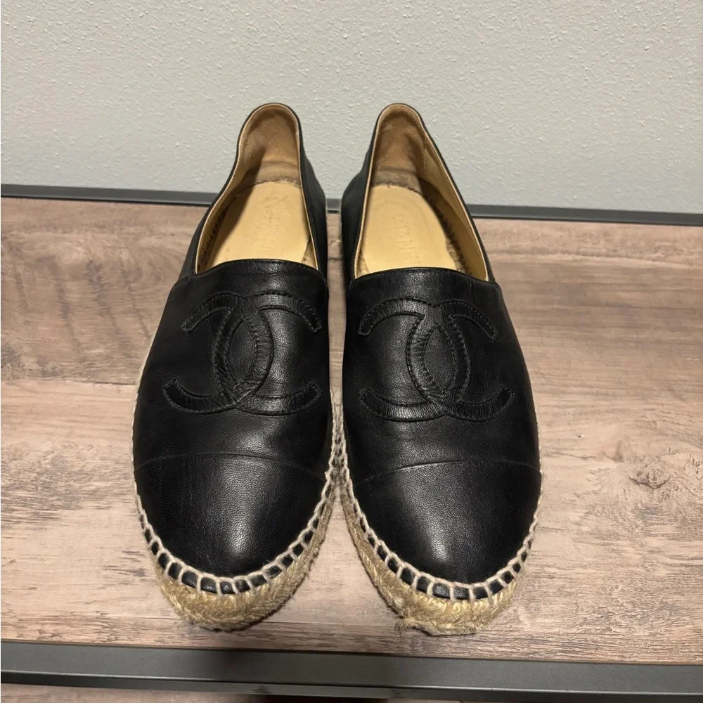 Chanel Espadrilles Black Leather